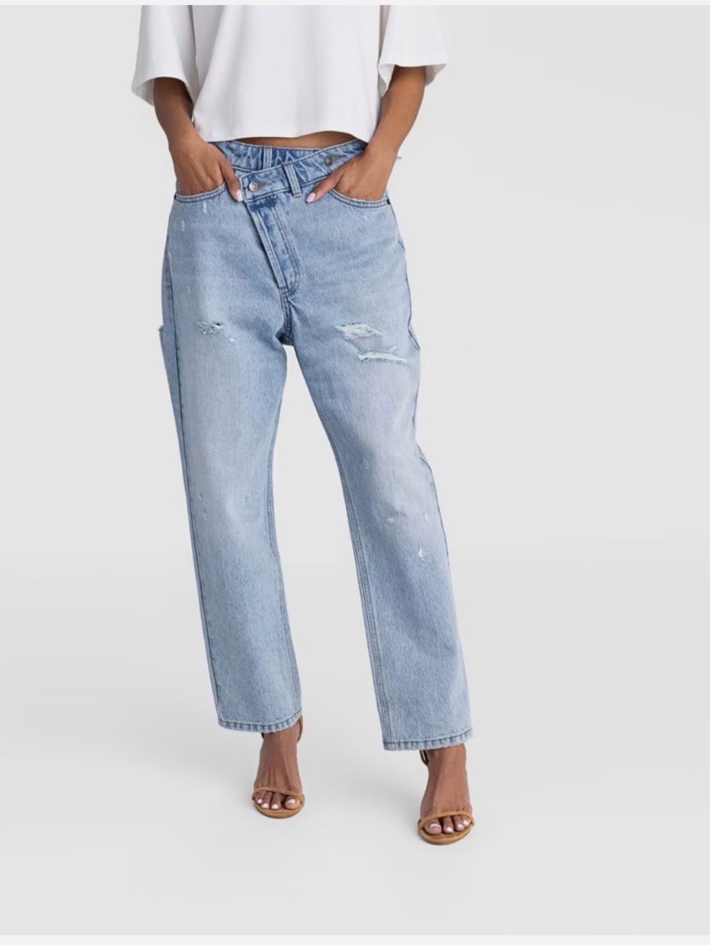 High-Rise Light Blue Cropped Relaxed Jeans